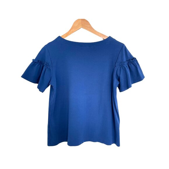 Halogen Shirt Women Medium Royal Blue Ruffle Sleeve Top Stretch HA373824MI - Picture 4 of 12